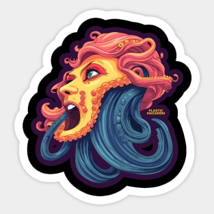 Plastic Macaroni Boho Trippy Hippy Kraken Sticker